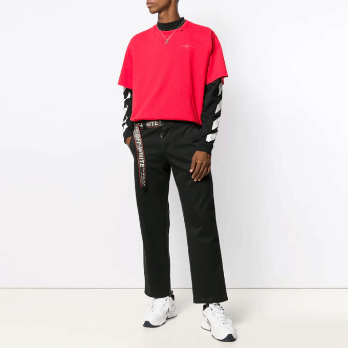 2019-20FW Rundhalset street-stil bomulls-T-skjorte med korte ermer og logo