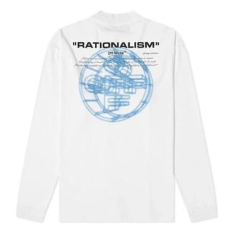 3D-logotrykk Rund hals Lange ermer Unisex Hvit