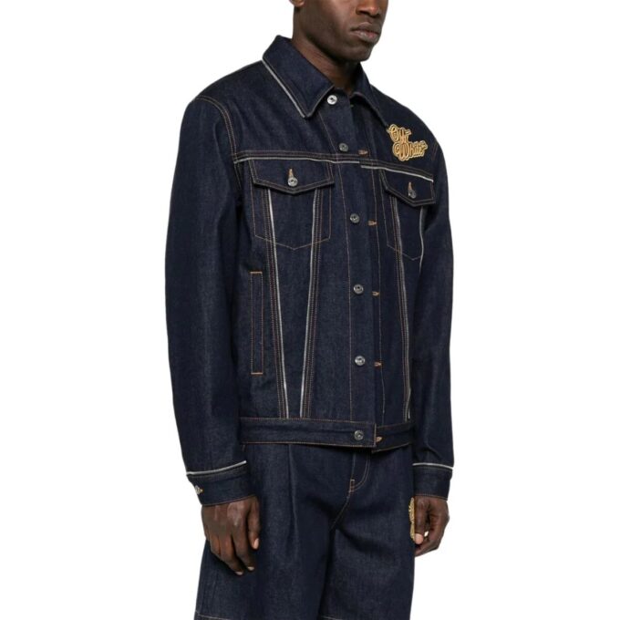90-talls logo skate-Denim-jakke «Raw Blue Gold»