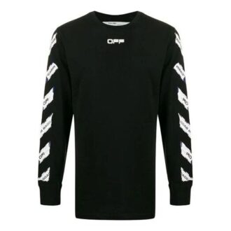 Airport Tape-trykk Stripe Rund hals Svart