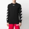 Airport Tape-trykk Stripe Rund hals Svart
