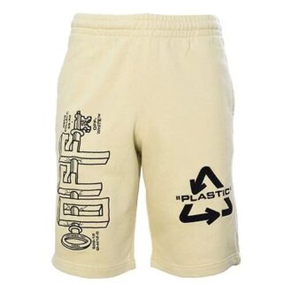 Alfabet-trykt logo, casual shorts, gul