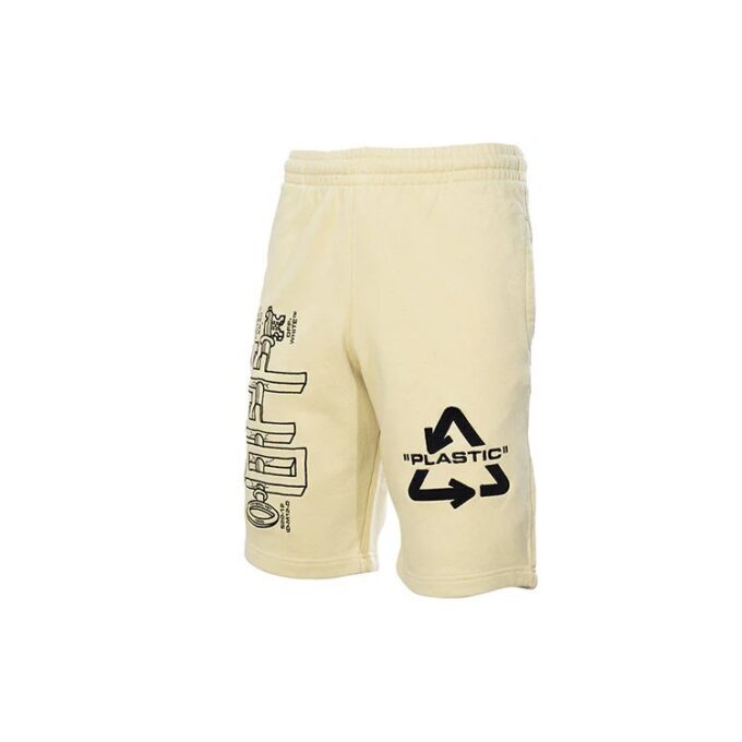 Alfabet-trykt logo, casual shorts, gul