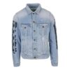 Alfabetlogo-mønstertrykk Bomullsvasket Denim-jakke Blå