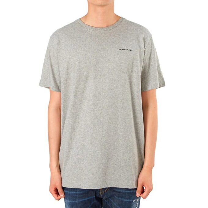Alfabetlogo på brystet, slim fit, kort erme, grå