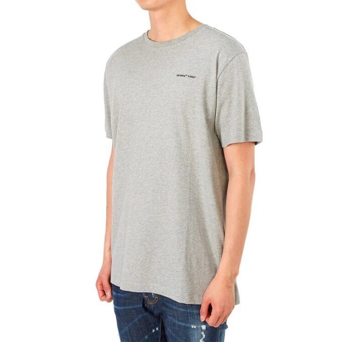 Alfabetlogo på brystet, slim fit, kort erme, grå