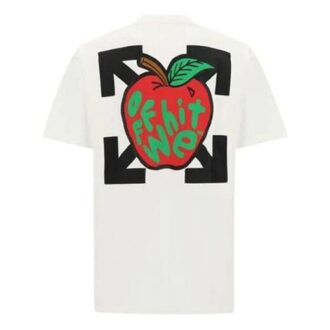 Apple-trykk, kort ermet, avslappet passform, herre, hvit