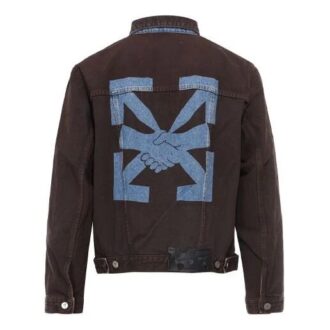 Arrow-print Denim Jacket Arrow langermet jeansjakke for menn mørkeblå