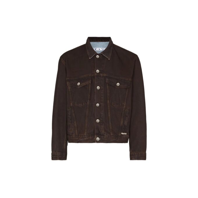 Arrow-print Denim Jacket Arrow langermet jeansjakke for menn mørkeblå