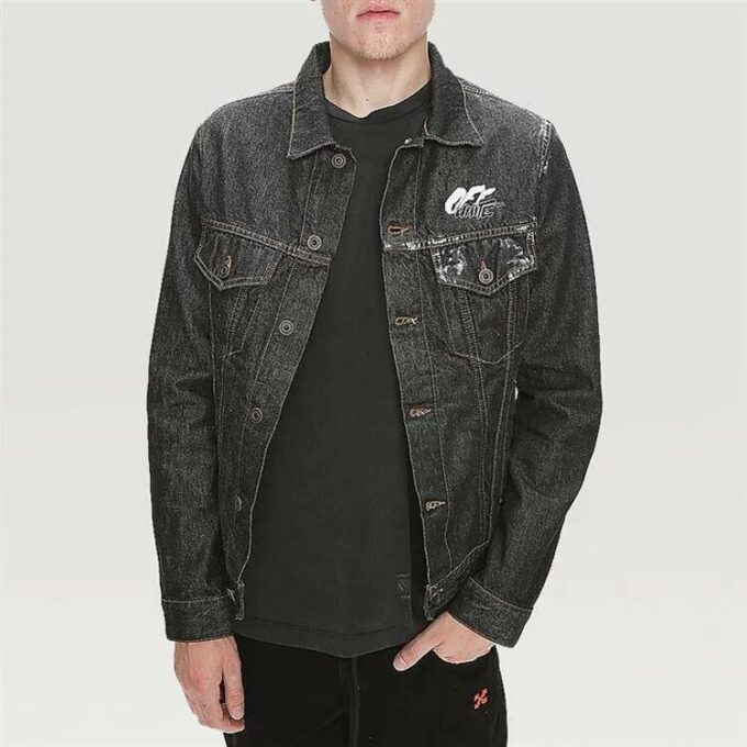 Arrows Slim Denimjakke med brodert logo, svart