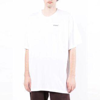 Back Arrow-trykk Rund hals Kort erme Hvit