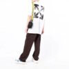Back Arrow-trykk Rund hals Kort erme Hvit