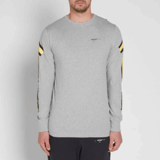 Back Arrows Sketch Langermet herre-T-skjorte «Grey Yellow»