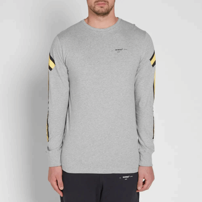 Back Arrows Sketch Langermet herre-T-skjorte «Grey Yellow»