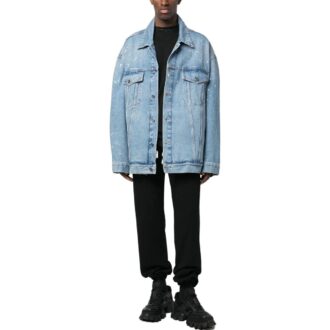 Blå Denim-jakke med knapper «Medium Blue»