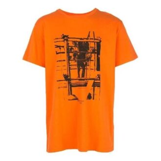 Bomull med pilemønster, rund hals og korte Shorts, oransje
