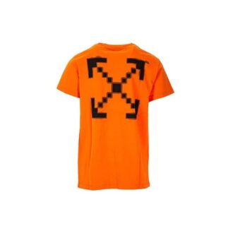 Bomull med pilemønster, rund hals og korte Shorts, oransje