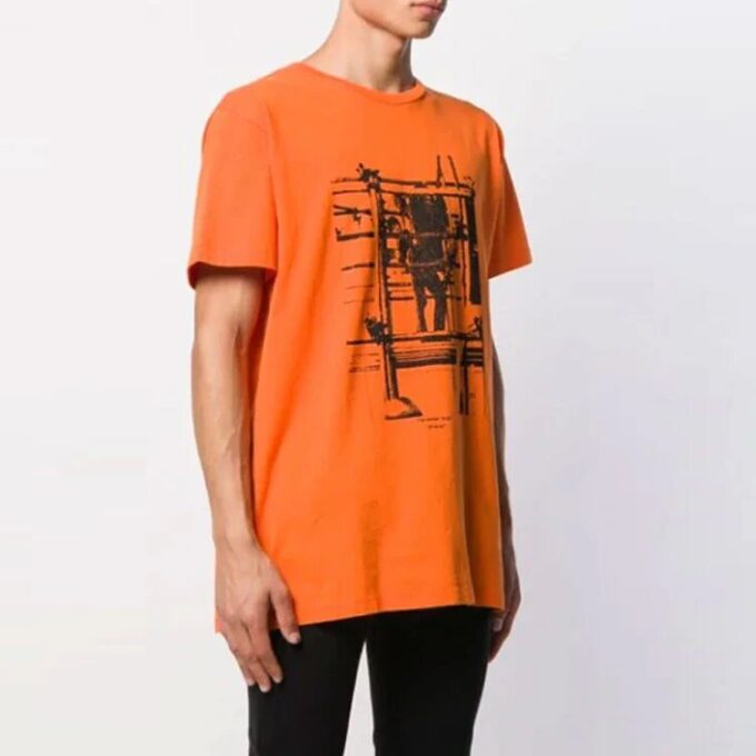 Bomull med pilemønster, rund hals og korte Shorts, oransje