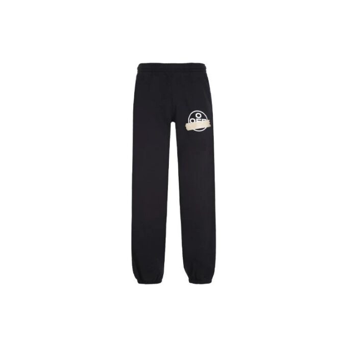 Bomulls joggebukse for menn med logo og løse striper