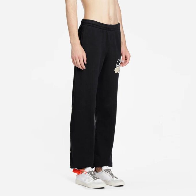 Bomulls joggebukse for menn med logo og løse striper
