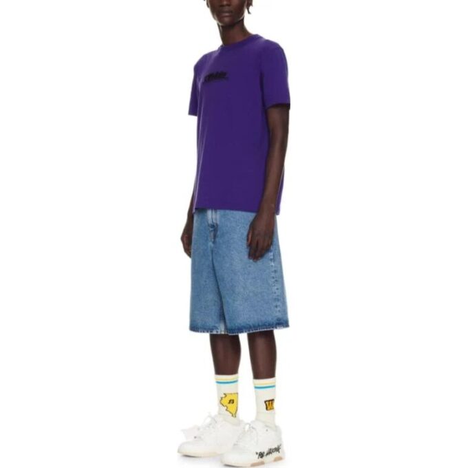 Bomulls-T-skjorte med brodert logo «Dark Purple»