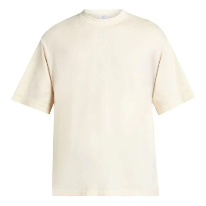 Bomulls-T-skjorte med broderte piler «Angora White»