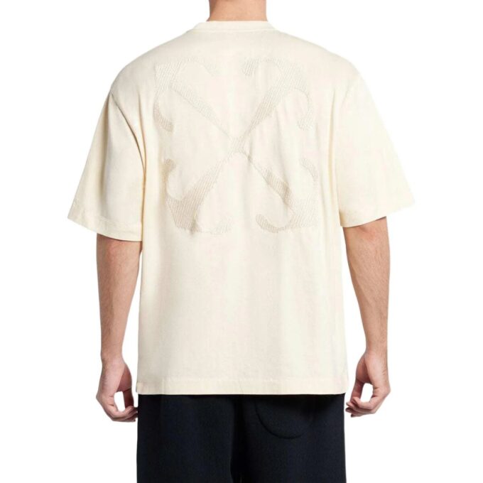 Bomulls-T-skjorte med broderte piler «Angora White»