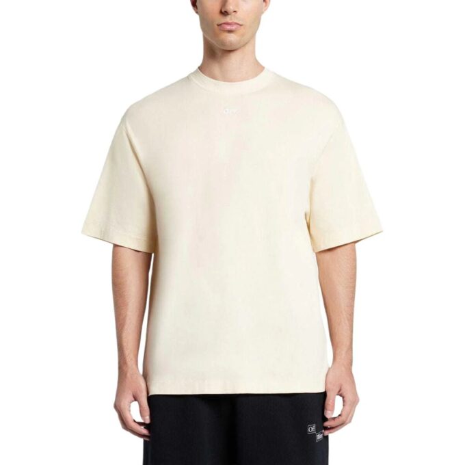 Bomulls-T-skjorte med broderte piler «Angora White»