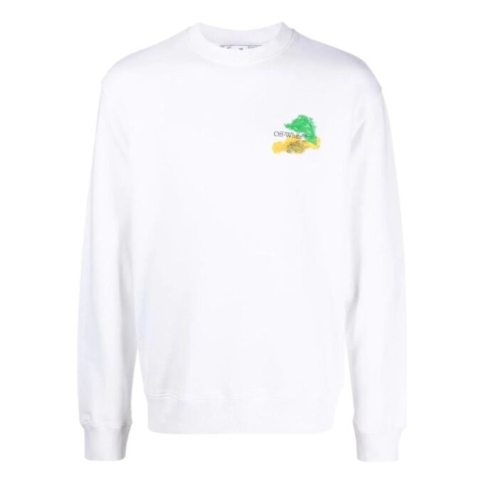 Brush Arrow Slim Crew Neck Gensere «White»