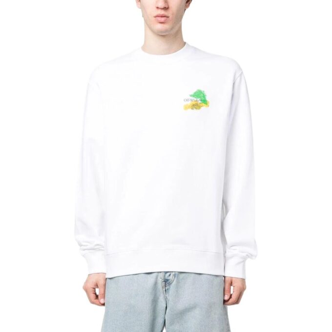 Brush Arrow Slim Crew Neck Gensere «White»