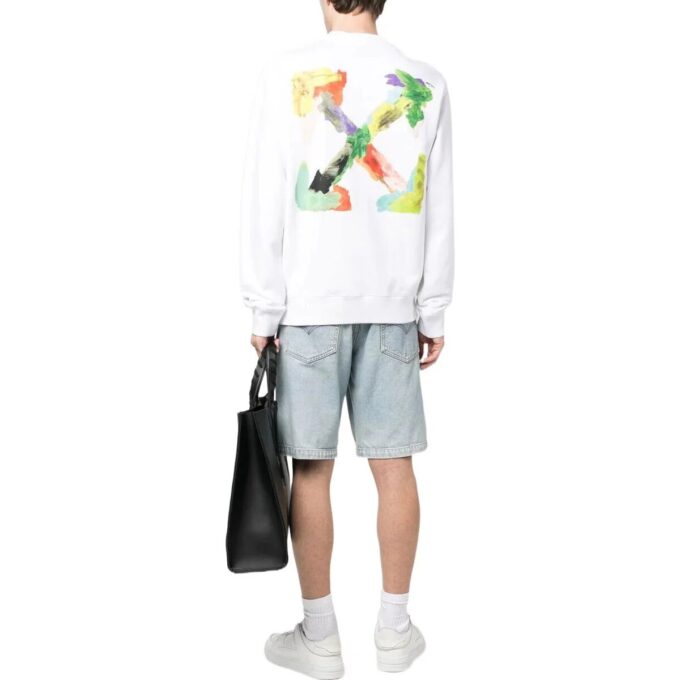 Brush Arrow Slim Crew Neck Gensere «White»