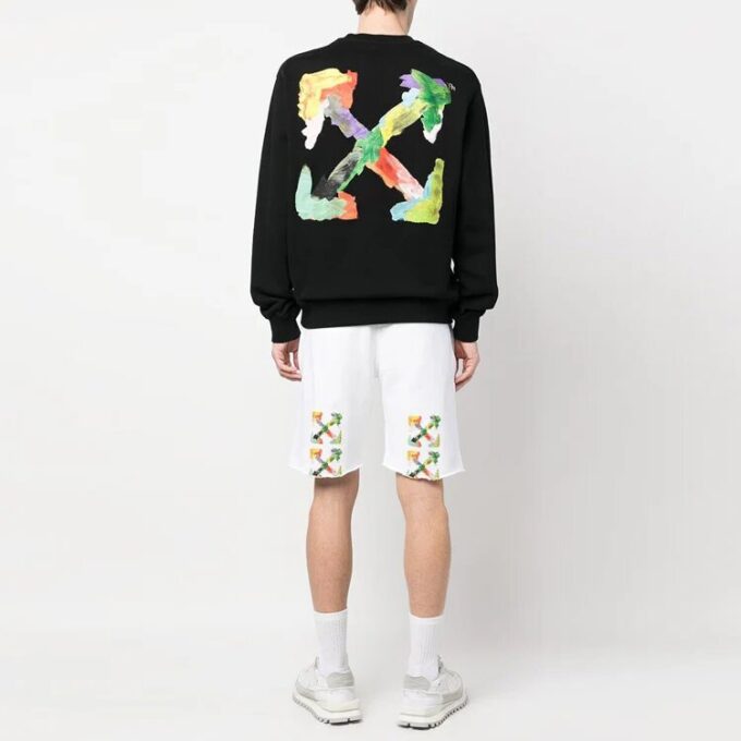 Brush Arrows shorts med råkant «White»