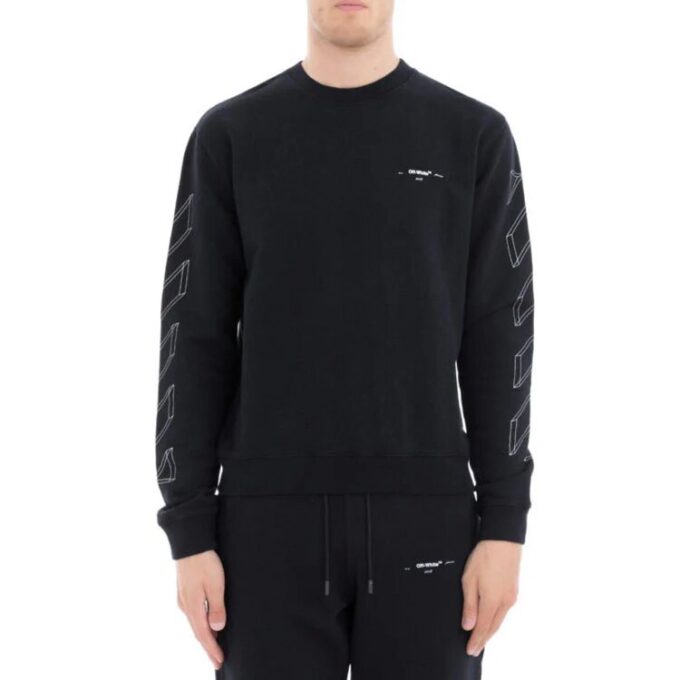 C O Virgil Abloh 3D Diag Lines-genser «Black White»