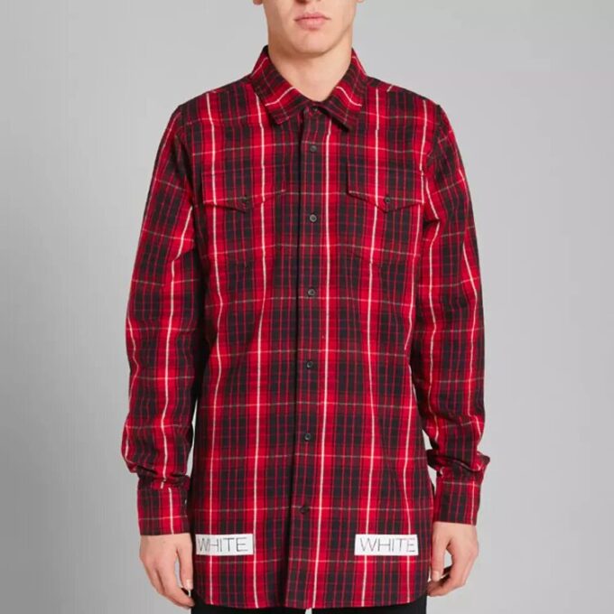 C O Virgil Abloh Diagonal skjorte med striper på ryggen «Svart Rød»