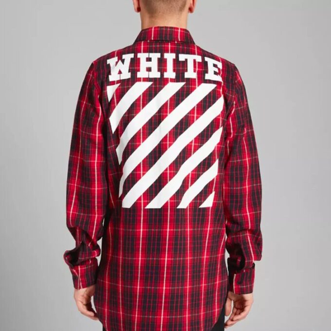C O Virgil Abloh Diagonal skjorte med striper på ryggen «Svart Rød»