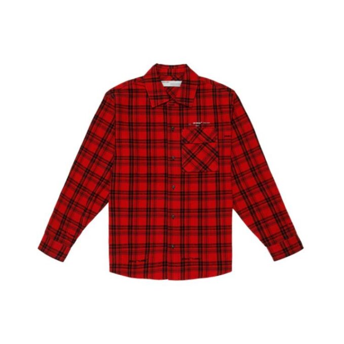 c/o Virgil Abloh flanellskjorte med rutemønster for menn, rød