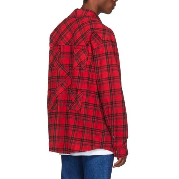 c/o Virgil Abloh flanellskjorte med rutemønster for menn, rød
