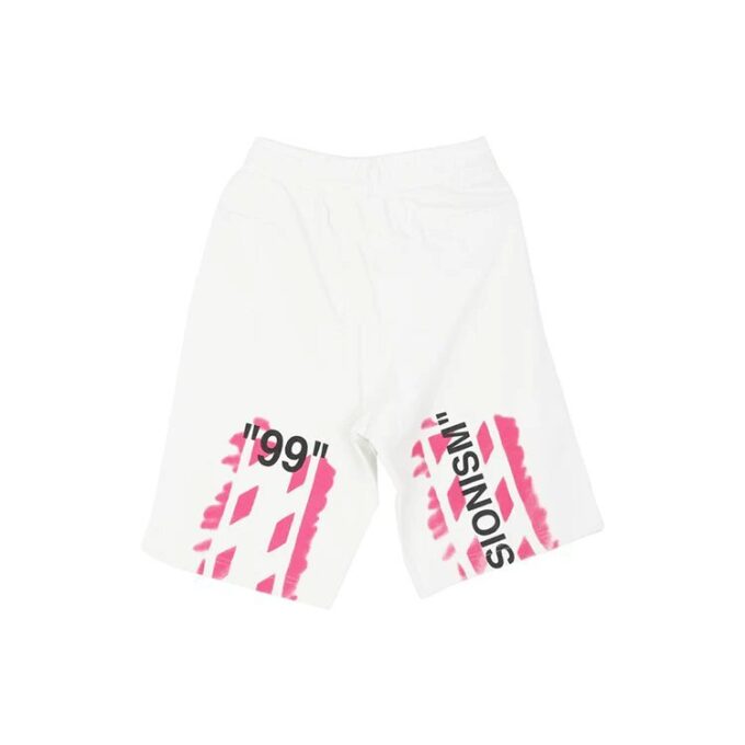 c/o virgil abloh For Men’ s White Diag Stencil Sweatshorts Hvit/Rosa