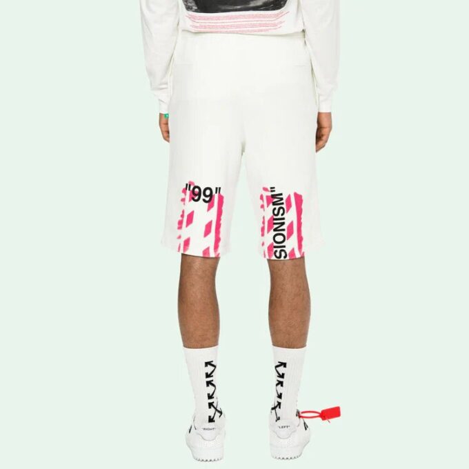 c/o virgil abloh For Men’ s White Diag Stencil Sweatshorts Hvit/Rosa