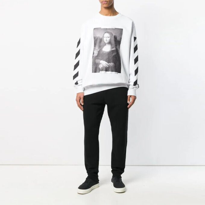 C/O Virgil Abloh Herre Hvit Diag Monalisa Rundhalset Genser Hvit