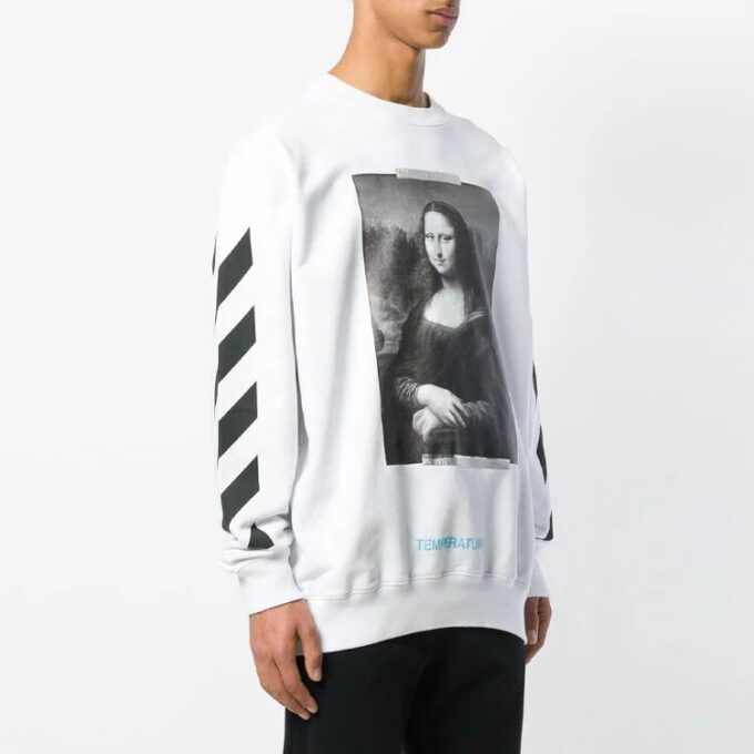 C/O Virgil Abloh Herre Hvit Diag Monalisa Rundhalset Genser Hvit