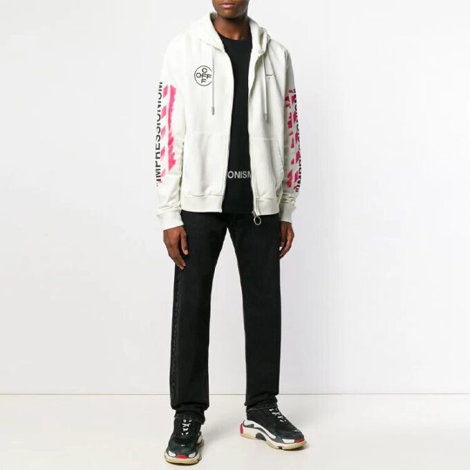 c/o virgil abloh herre hvit stencil Diagonal med glidelås