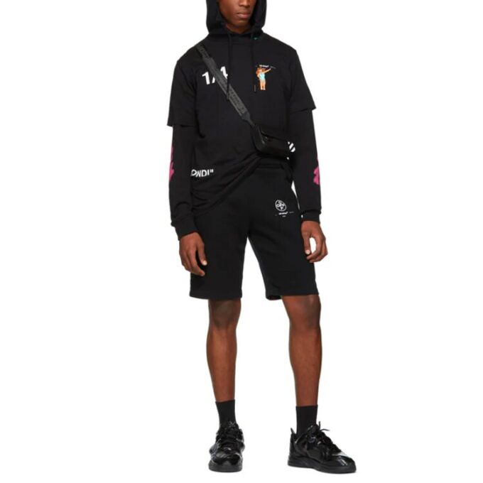 C/O Virgil Abloh Herre-sweatshorts i svart med Diag-sjablong