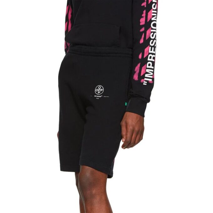 C/O Virgil Abloh Herre-sweatshorts i svart med Diag-sjablong