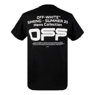C/O Virgil Abloh Herre-T-skjorte med svart bølget logo, slim fit, svart