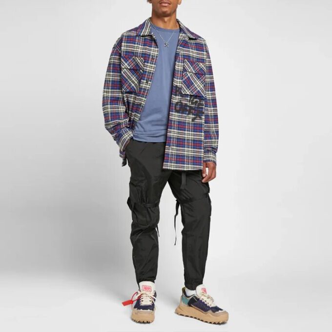 C/O VIRGIL ABLOH OW FLANELLSKJORTE MED RUTEMØNSTER BLÅ
