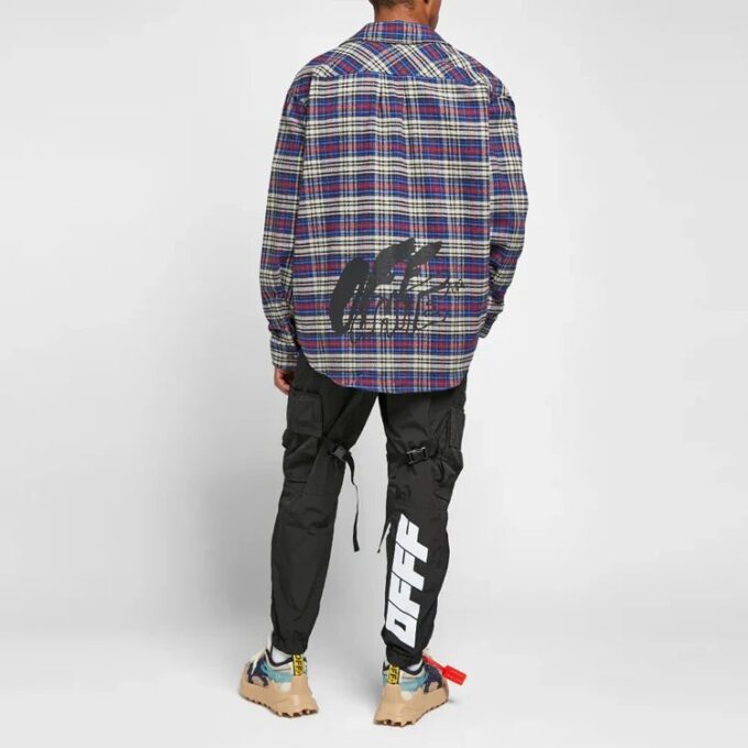C/O VIRGIL ABLOH OW FLANELLSKJORTE MED RUTEMØNSTER BLÅ
