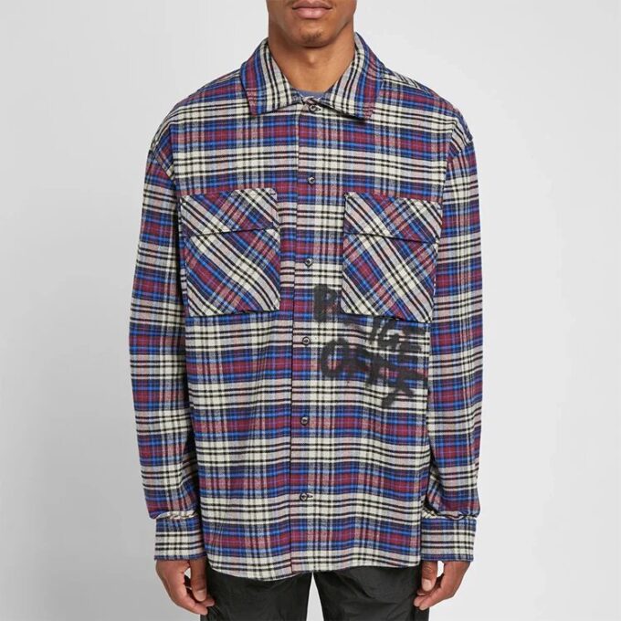 C/O VIRGIL ABLOH OW FLANELLSKJORTE MED RUTEMØNSTER BLÅ
