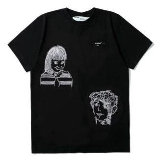 C/O VIRGIL ABLOH Short Sleeve med små mønstre, ordinær versjon, svart