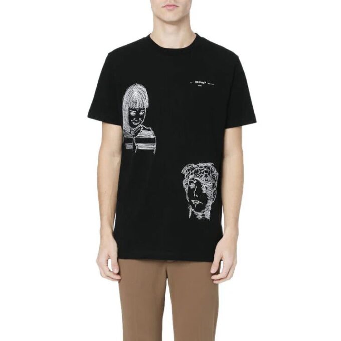 C/O VIRGIL ABLOH Short Sleeve med små mønstre, ordinær versjon, svart